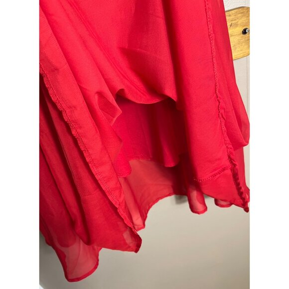 Afibi Maxi Full Skirt Red Chiffon Airy Flowing Feminine Romantic Elegant Women S - Picture 3 of 9
